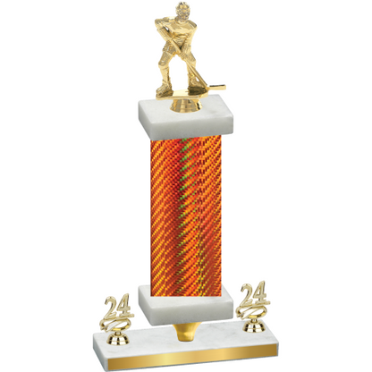 Premium Single Orange Carbon Fiber Year Hockey Trophy