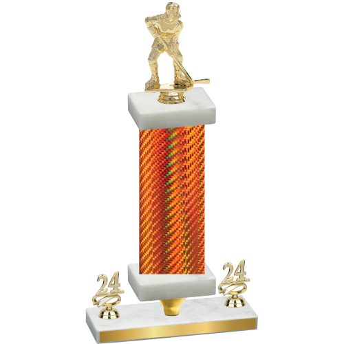 Premium Single Orange Carbon Fiber Year Hockey Trophy