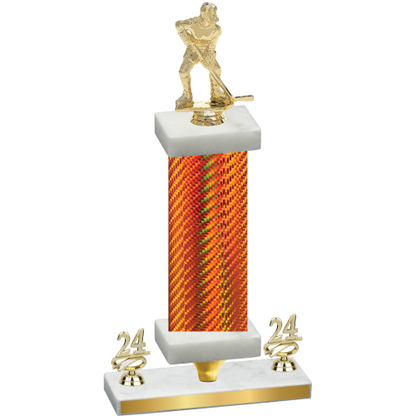 Premium Single Orange Carbon Fiber Year Hockey Trophy