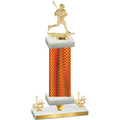 Premium Single Orange Carbon Fiber First Place Lacrosse Trophy