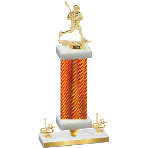 Premium Single Orange Carbon Fiber First Place Lacrosse Trophy