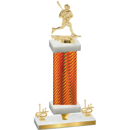 Premium Single Orange Carbon Fiber First Place Lacrosse Trophy