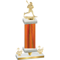 Premium Single Orange Carbon Fiber Second Place Lacrosse Trophy