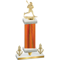 Premium Single Orange Carbon Fiber Victory Lacrosse Trophy