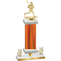 Premium Single Orange Carbon Fiber Year Lacrosse Trophy