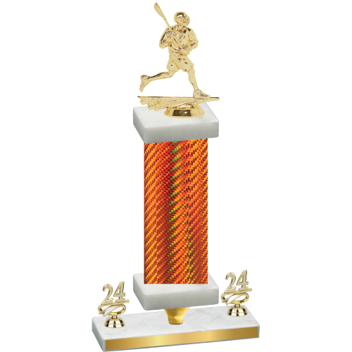 Premium Single Orange Carbon Fiber Year Lacrosse Trophy