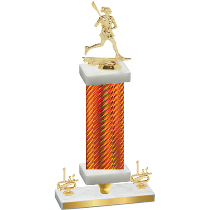 Premium Single Orange Carbon Fiber First Place Lacrosse Trophy