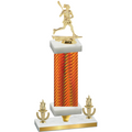 Premium Single Orange Carbon Fiber Victory Lacrosse Trophy