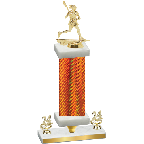 Premium Single Orange Carbon Fiber Year Lacrosse Trophy