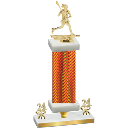 Premium Single Orange Carbon Fiber Year Lacrosse Trophy