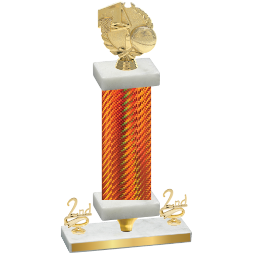 Premium Single Orange Carbon Fiber Second Place Basketball Trophy