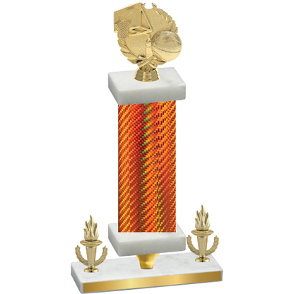 Premium Single Orange Carbon Fiber Victory Basketball Trophy