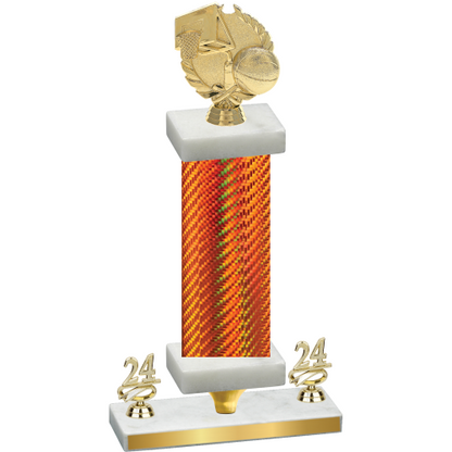 Premium Single Orange Carbon Fiber Year Basketball Trophy