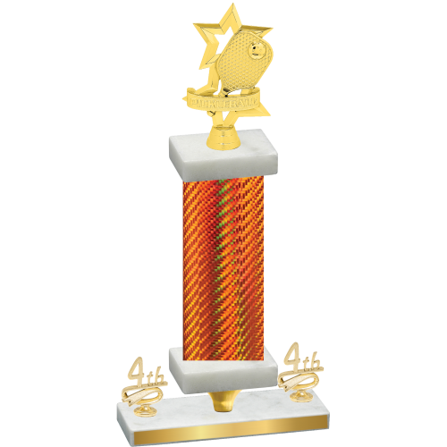 Premium Single Orange Carbon Fiber Fourth Place Pickleball Trophy