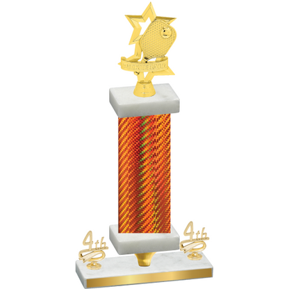 Premium Single Orange Carbon Fiber Fourth Place Pickleball Trophy