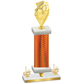 Premium Single Orange Carbon Fiber First Place Pickleball Trophy