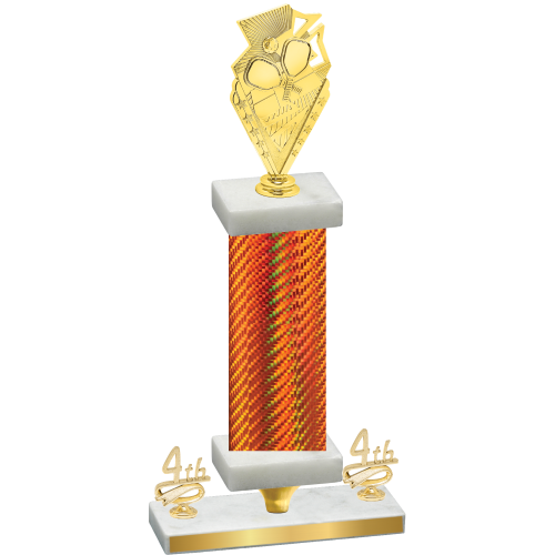 Premium Single Orange Carbon Fiber Fourth Place Pickleball Trophy