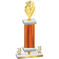 Premium Single Orange Carbon Fiber Year Pickleball Trophy