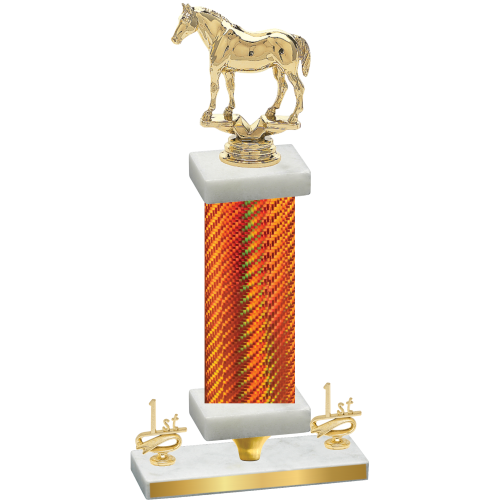 Premium Single Orange Carbon Fiber First Place Horses Trophy