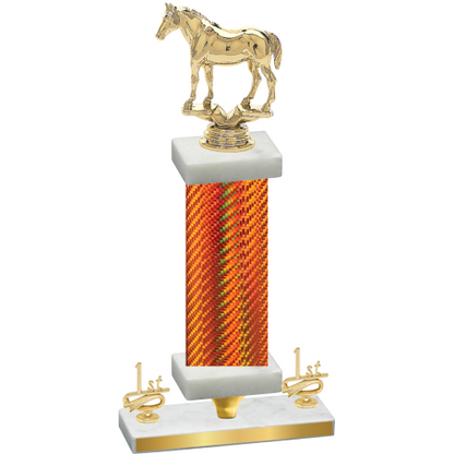 Premium Single Orange Carbon Fiber First Place Horses Trophy