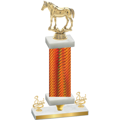 Premium Single Orange Carbon Fiber Third Place Horses Trophy
