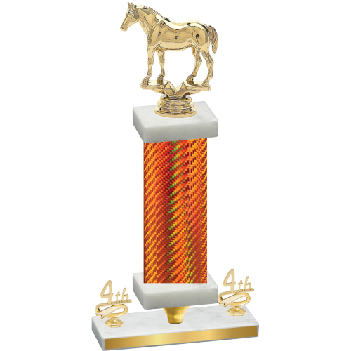 Premium Single Orange Carbon Fiber Fourth Place Horses Trophy