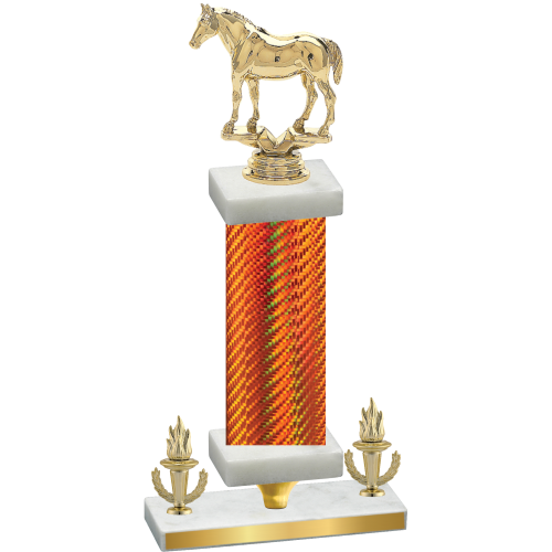 Premium Single Orange Carbon Fiber Victory Horses Trophy