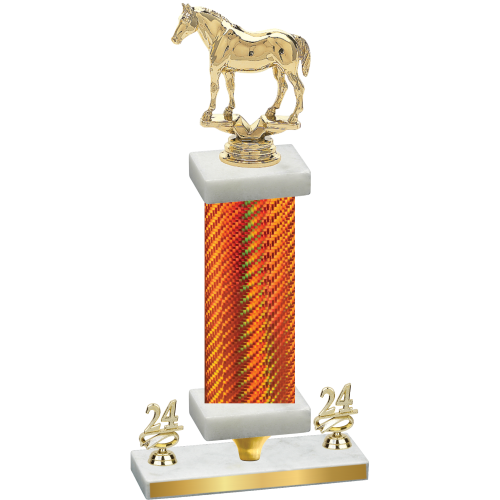 Premium Single Orange Carbon Fiber Year Horses Trophy