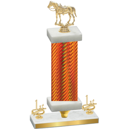 Premium Single Orange Carbon Fiber First Place Horses Trophy