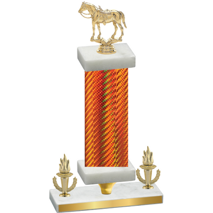 Premium Single Orange Carbon Fiber Victory Horses Trophy