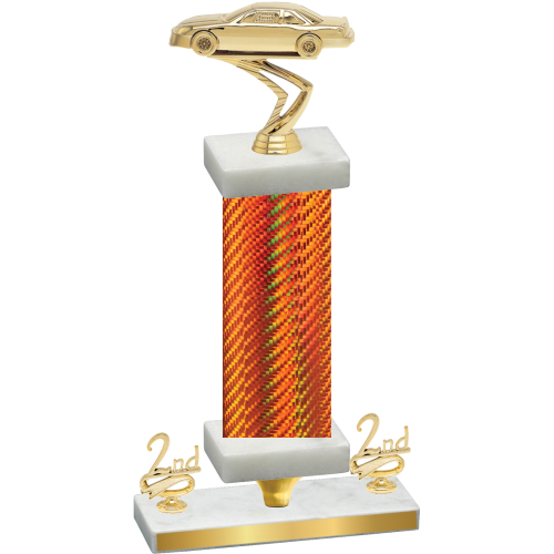 Premium Single Orange Carbon Fiber Second Place Cars Trophy