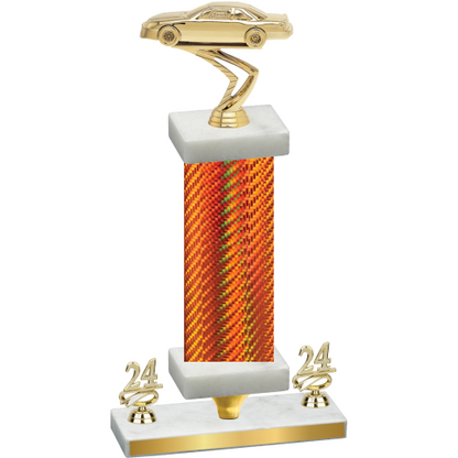 Premium Single Orange Carbon Fiber Year Cars Trophy
