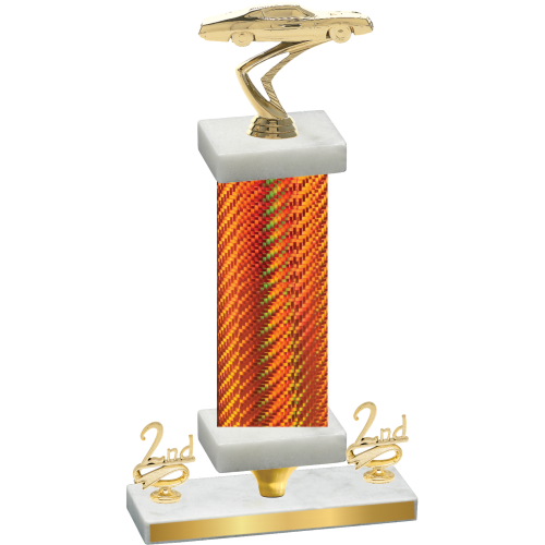 Premium Single Orange Carbon Fiber Second Place Cars Trophy
