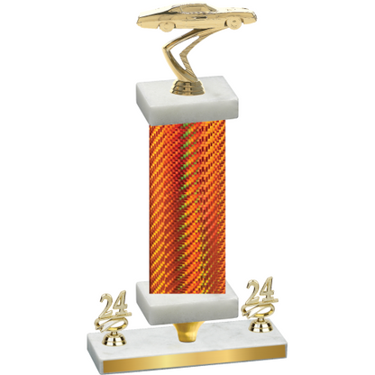 Premium Single Orange Carbon Fiber Year Cars Trophy