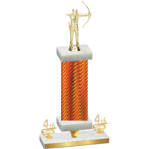 Premium Single Orange Carbon Fiber Fourth Place Archery Trophy