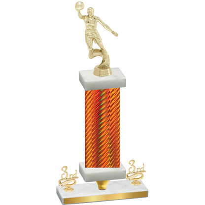 Premium Single Orange Carbon Fiber Third Place Basketball Trophy