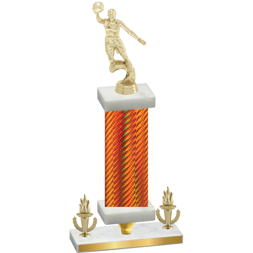 Premium Single Orange Carbon Fiber Victory Basketball Trophy