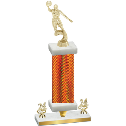 Premium Single Orange Carbon Fiber Year Basketball Trophy