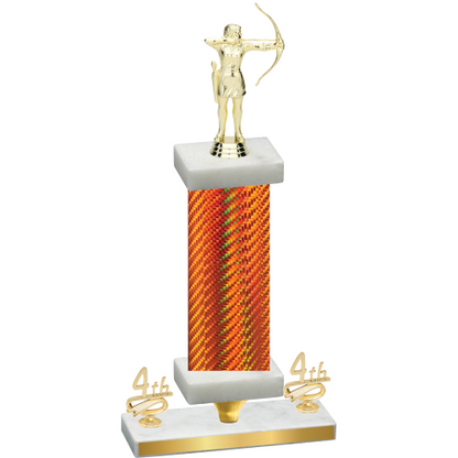 Premium Single Orange Carbon Fiber Fourth Place Archery Trophy