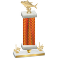 Premium Single Orange Carbon Fiber First Place Fishing Trophy