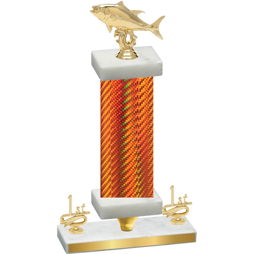 Premium Single Orange Carbon Fiber First Place Fishing Trophy
