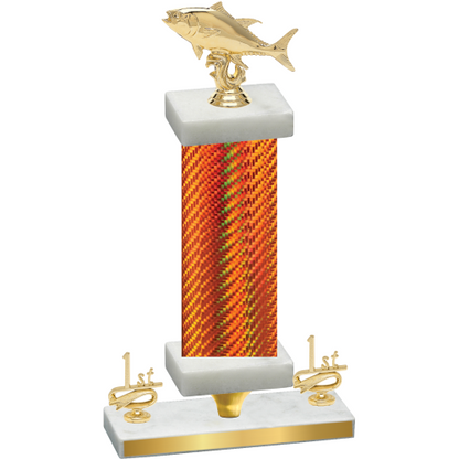 Premium Single Orange Carbon Fiber First Place Fishing Trophy