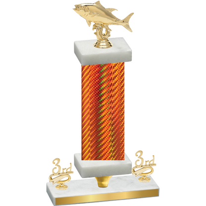 Premium Single Orange Carbon Fiber Third Place Fishing Trophy