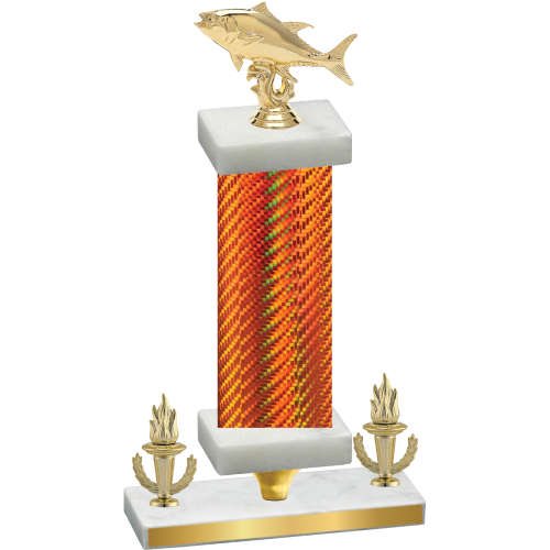 Premium Single Orange Carbon Fiber Victory Fishing Trophy
