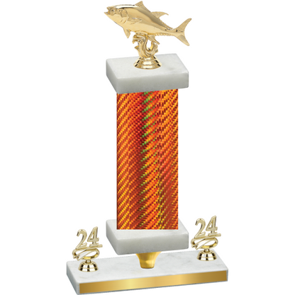 Premium Single Orange Carbon Fiber Year Fishing Trophy