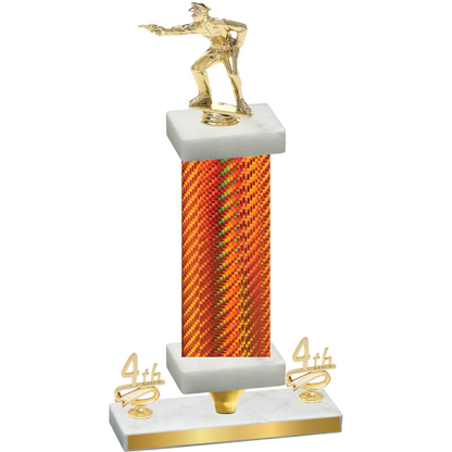 Premium Single Orange Carbon Fiber Fourth Place Shooter Trophy