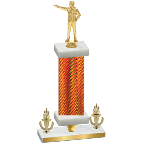 Premium Single Orange Carbon Fiber Victory Shooter Trophy
