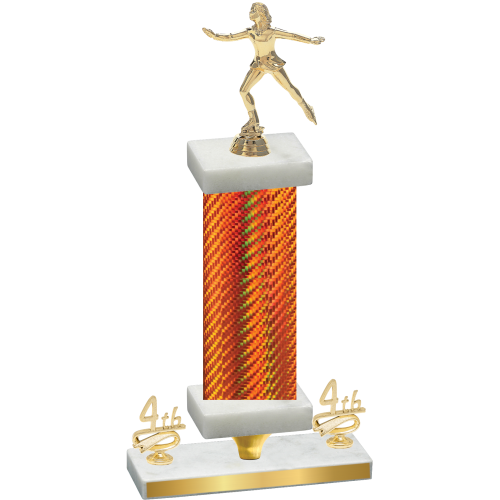 Premium Single Orange Carbon Fiber Fourth Place Skater Trophy