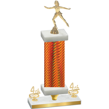 Premium Single Orange Carbon Fiber Fourth Place Skater Trophy