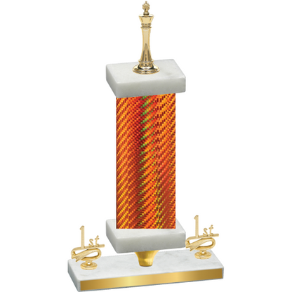 Premium Single Orange Carbon Fiber First Place Chess Trophy